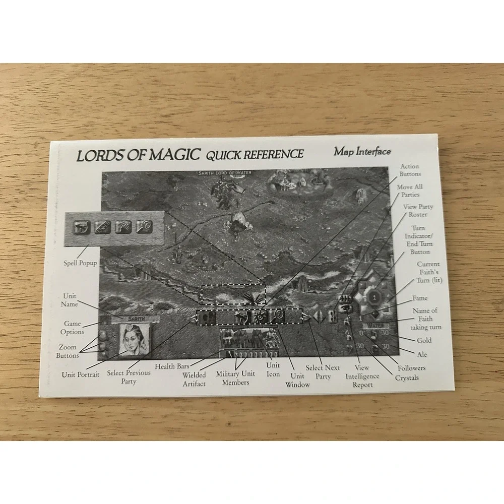 Lords of Magic, Special Edition Game Manual & Quick Reference Card-Map PC/1998